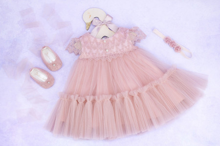 Set botez 3 piese Creamy Lace