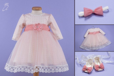 Set botez 3 piese roz pudra ‘Blush Delight’