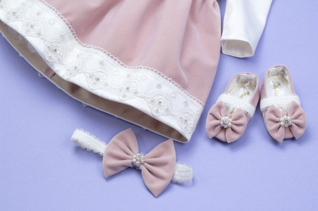 Set botez roz pudra ‘Charlotte in Velvet Pink’ - Img 2