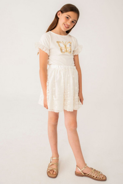 fusta alba Boboli 726320 dantela