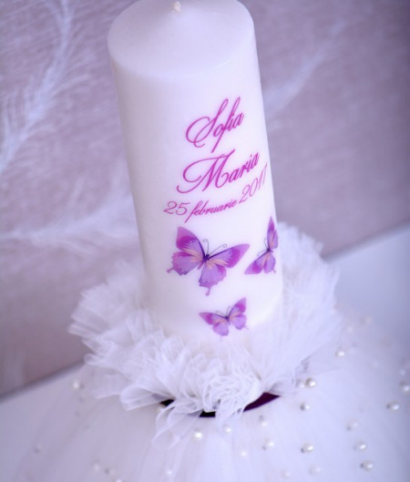 Lumanare de botez personalizata Fluturasi - Img 2