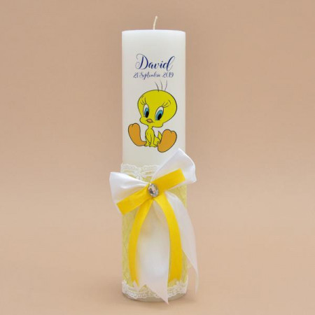 Lumanare de botez personalizat Tweety