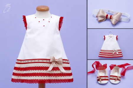 Set botez 3 piese Red Macrame