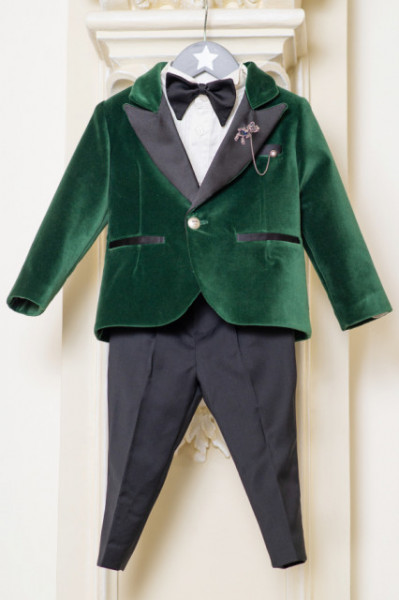 Costum baieti lux Green Velvet