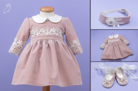 Set botez catifea roz pudra ‘Autumn in Velvet’