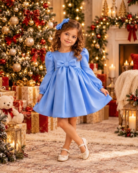 Rochie fete Winter Bianca Baby Blue - Img 2