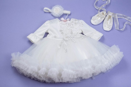 Set botez 3 piese, aplicatie dantela ‘Ice Beauty’ - Img 3