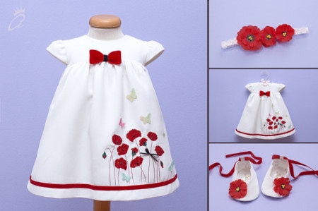 Set botez 3 piese brodat Poppy Field - Img 7