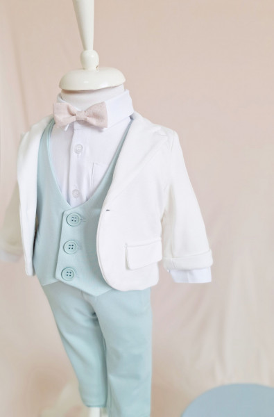 costume botez baieti verde deschis
