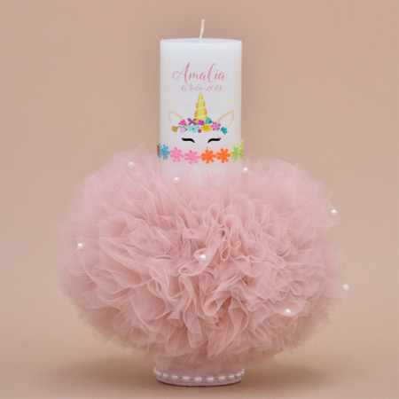 Lumanare de botez personalizat Unicorn Fluff