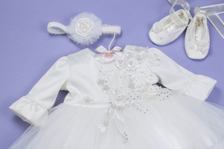Set botez 3 piese, aplicatie dantela ‘Ice Beauty’ - Img 4