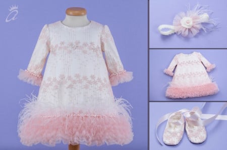 Set botez dantela roz pal ‘Strawberry Fields’