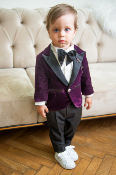 Costum baieti lux Purple Velvet