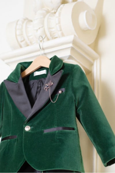 Costum baieti lux Green Velvet - Img 3