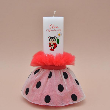Lumanare de botez personalizat Lovely Ladybug