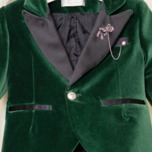 Costum baieti lux Green Velvet - Img 5