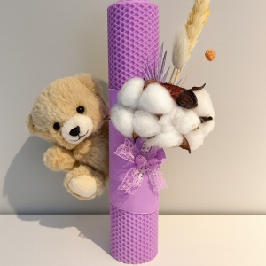 Lumănare botez din ceara naturala Baby Lilac