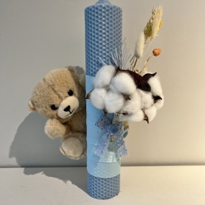 Lumănare botez din ceara naturala Babyblue