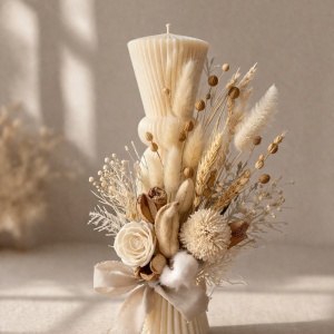 Lumanare de botez tip clepsidra Ivory