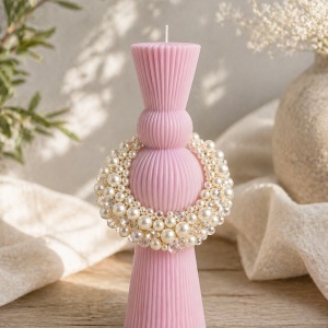 Lumanare de botez tip clepsidra Precious Pink