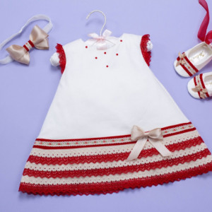 Set botez 3 piese Red Macrame - Img 5