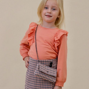 Set fusta pantalon bluza si gentuta iDo 7620 portocalie - Img 4