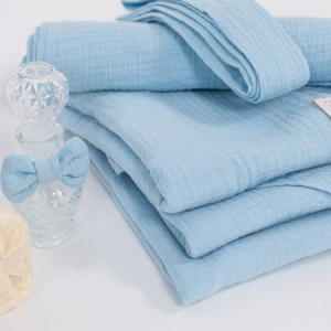 Trusou botez lux din muselina baby blue - Img 2