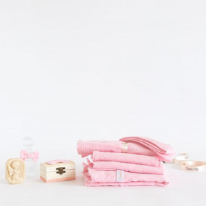 Trusou botez lux din muselina pink - Img 5