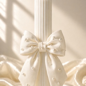 Lumanare de botez Pearl Bow Ivoire