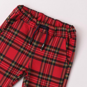pantaloni carouri craciun baieti iDo 7468 detaliu
