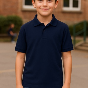 Tricou polo unisex albastru inchis