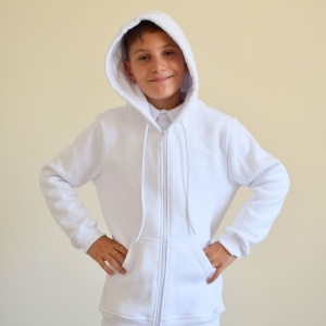 hoodie alb cu fermoar Basics