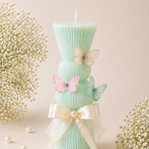 Lumanare de botez tip clepsidra Butterfly Mint