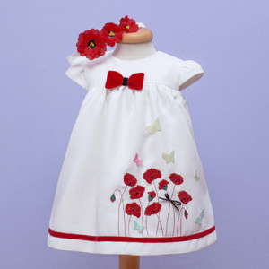 Set botez 3 piese brodat Poppy Field - Img 4