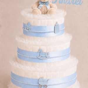 Tort scutece personalizat Baby Bear Blue