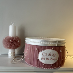 Trusou botez complet Little Pearl roz pudra - Img 2
