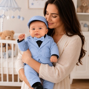 Costum de botez Zair Baby Blue