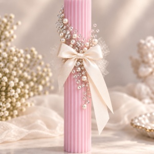 Lumanare de botez Precious Pink