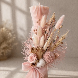 Lumanare de botez tip clepsidra Pink