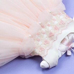 Rochita botez cu aplicatie dantela Juicy Blush - Img 5