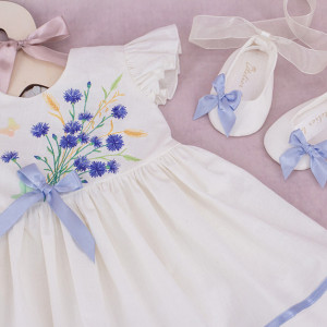 Set botez 3 piese Blue Flower - Img 2