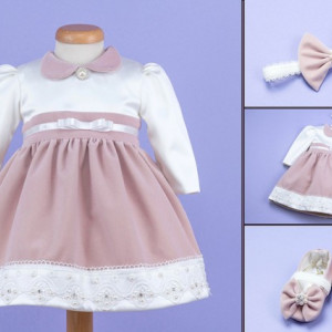 Set botez roz pudra ‘Charlotte in Velvet Pink’ - Img 3