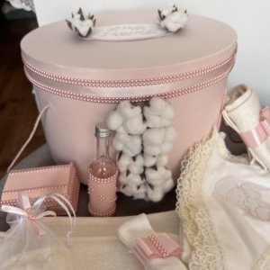 Trusou botez personalizat Cotton Flower Powder Pink - Img 6