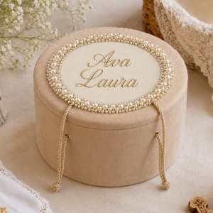 Cutie de trusou catifea Precious Beige