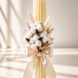 lumanare-de-botez-flori-de-bumbac-galbena