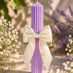 Lumanare de botez Pearl Bow Purple