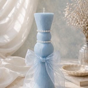 Lumanare de botez tip clepsidra Pearl Bleu