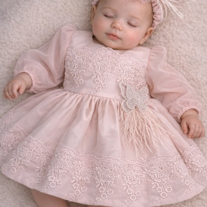 Rochie de botez roz pudra Stefania