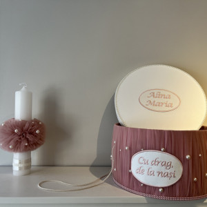 Trusou botez complet Little Pearl roz pudra - Img 3