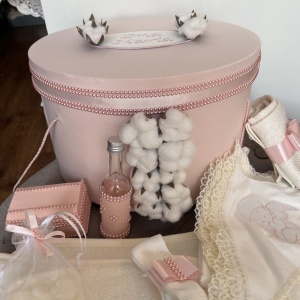 Trusou botez personalizat Cotton Flower Powder Pink - Img 7